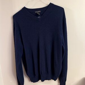 Men’s Daniel Bishop 100% Cashmere V-Neck Sweater Navy Blue Size Large